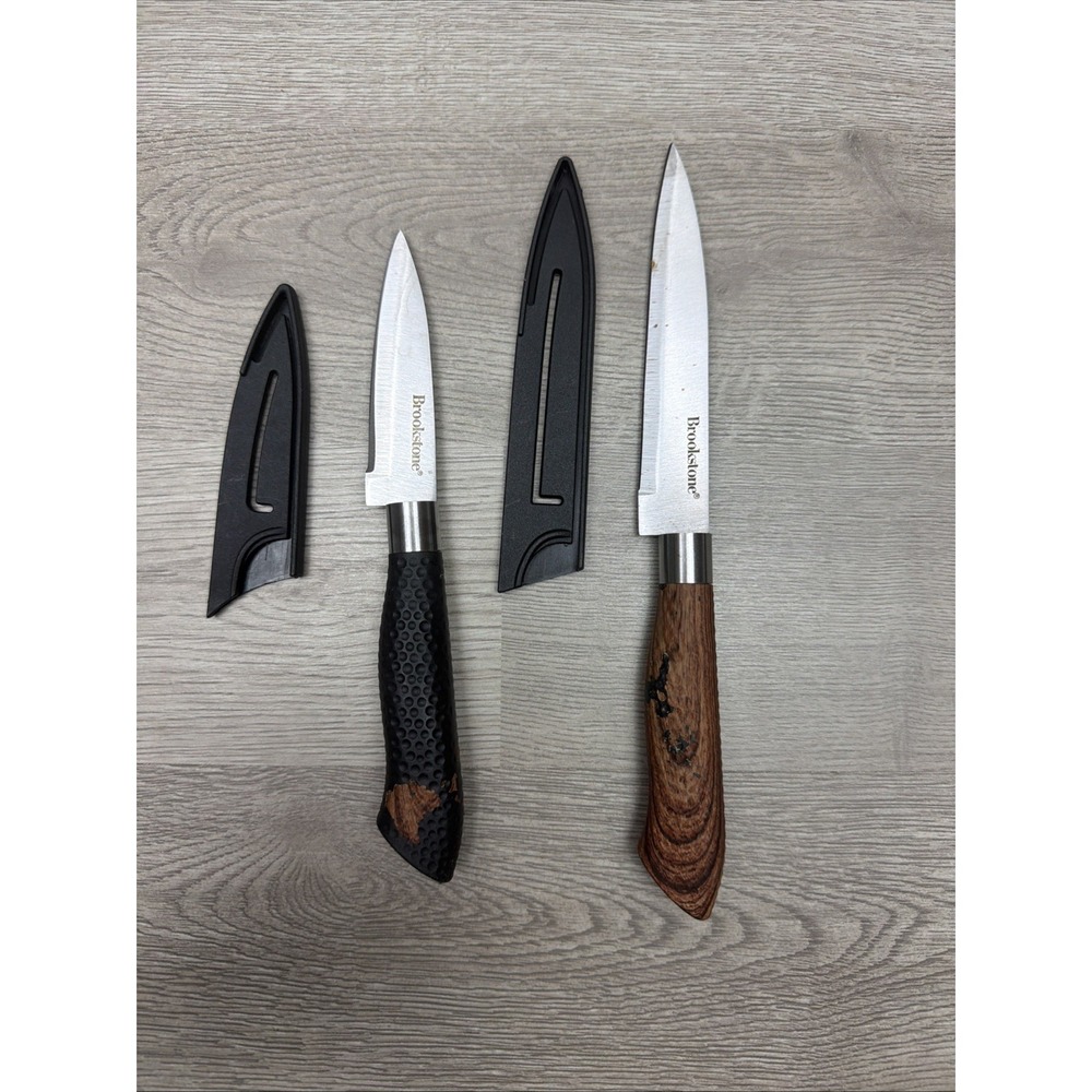 Lot Of 2 Brookstone Stainless Steel Utility/ Pairing Knifes With Blade Guard